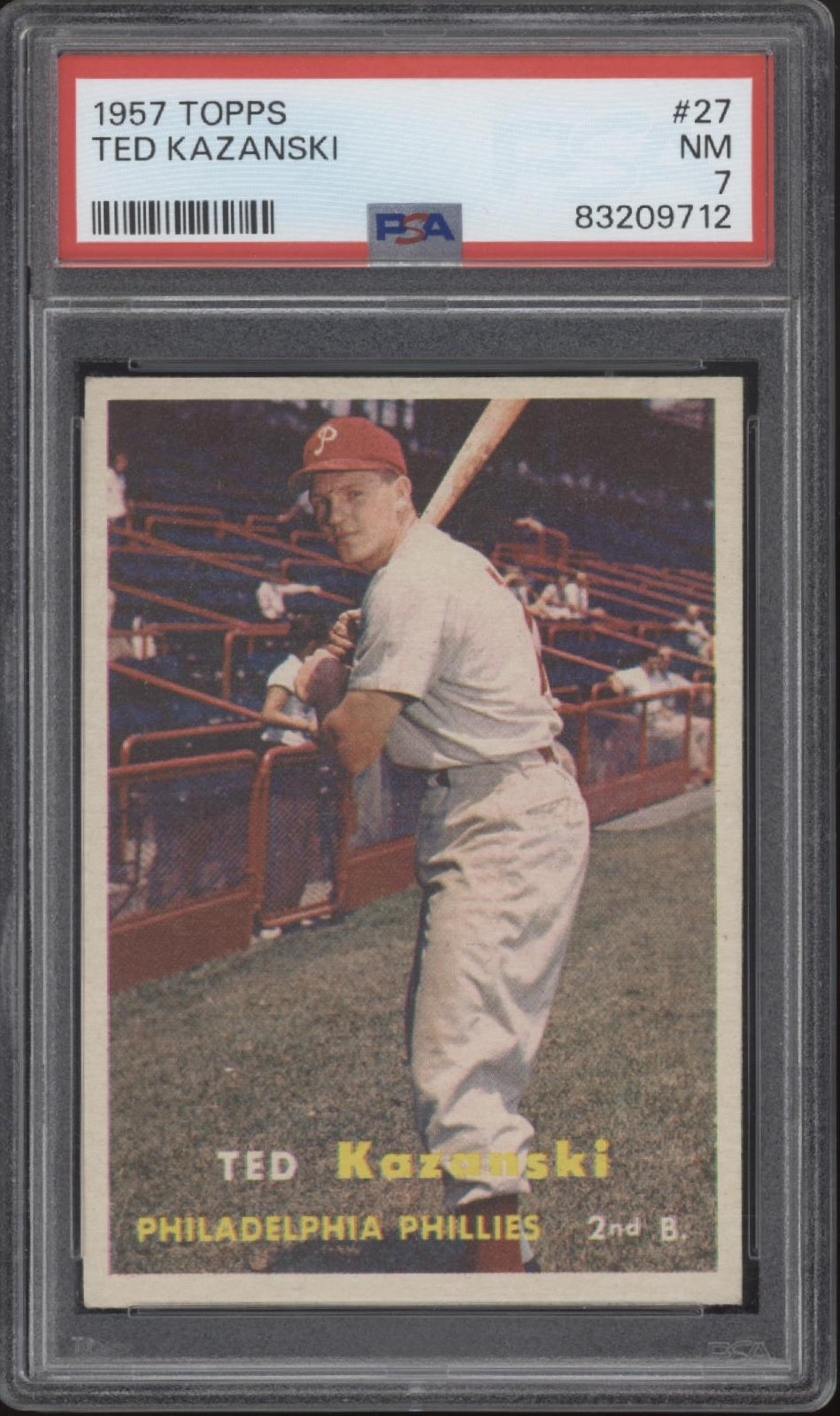 Ted Kazanski 1957 Topps #27 PSA 7