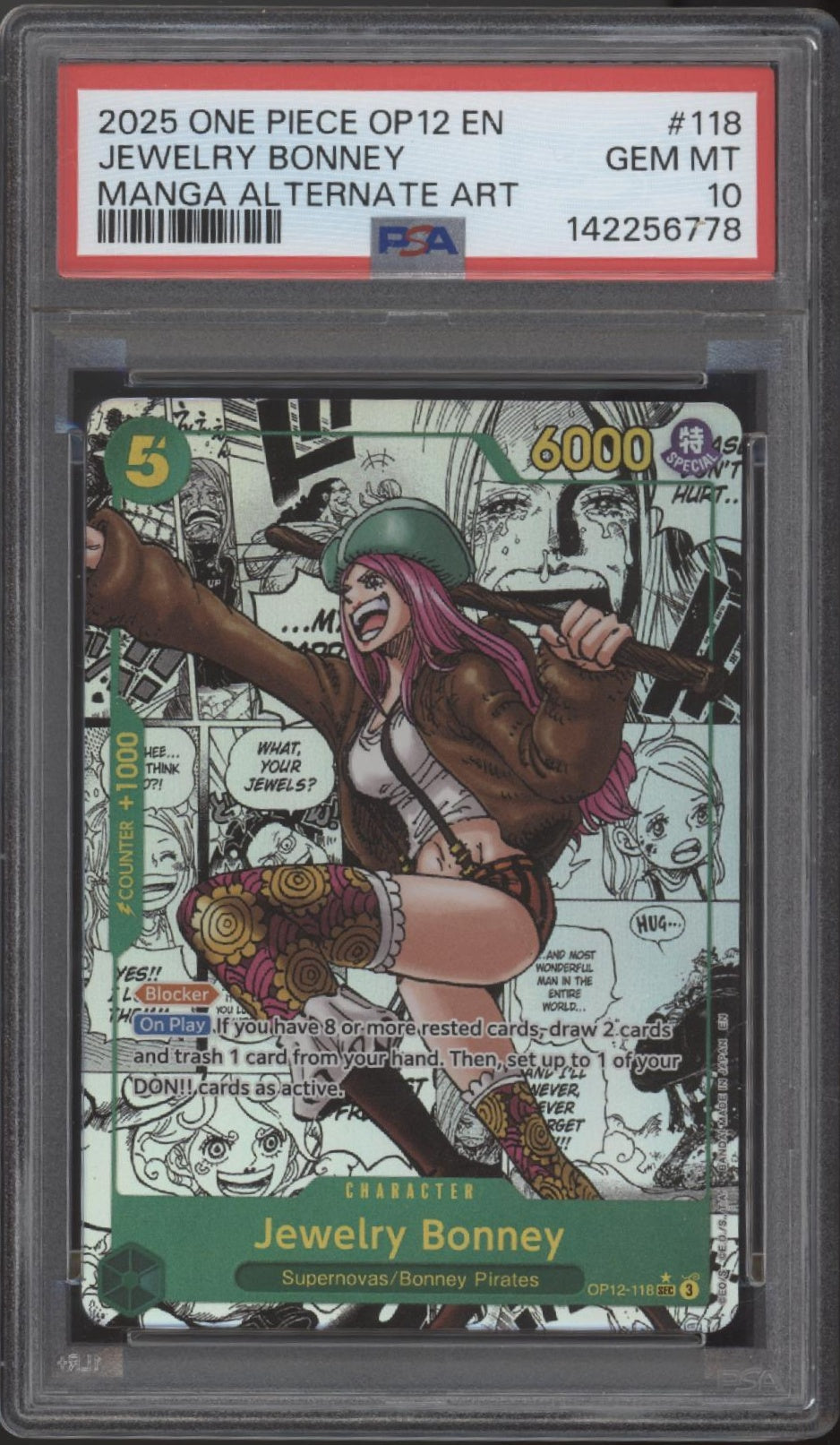 Jewelry Bonney One Piece Card Game Legacy of the Master Manga Alt Art PSA 10