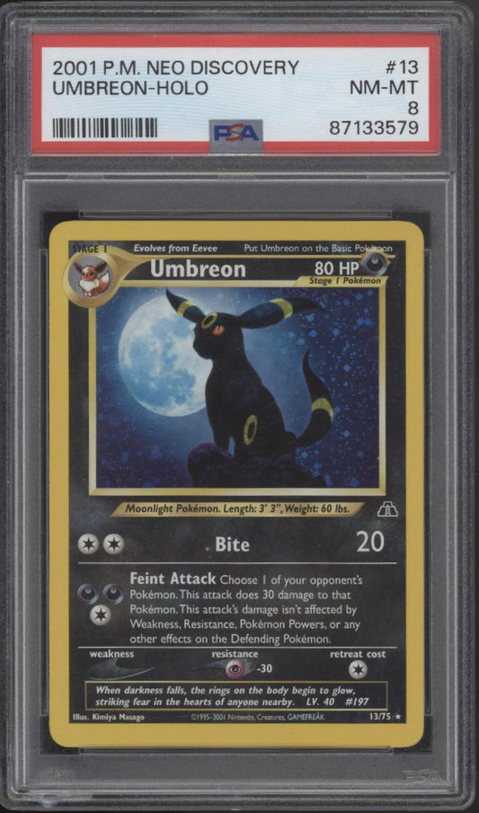 Umbreon Pokemon Neo Discovery Holo #13 PSA 8