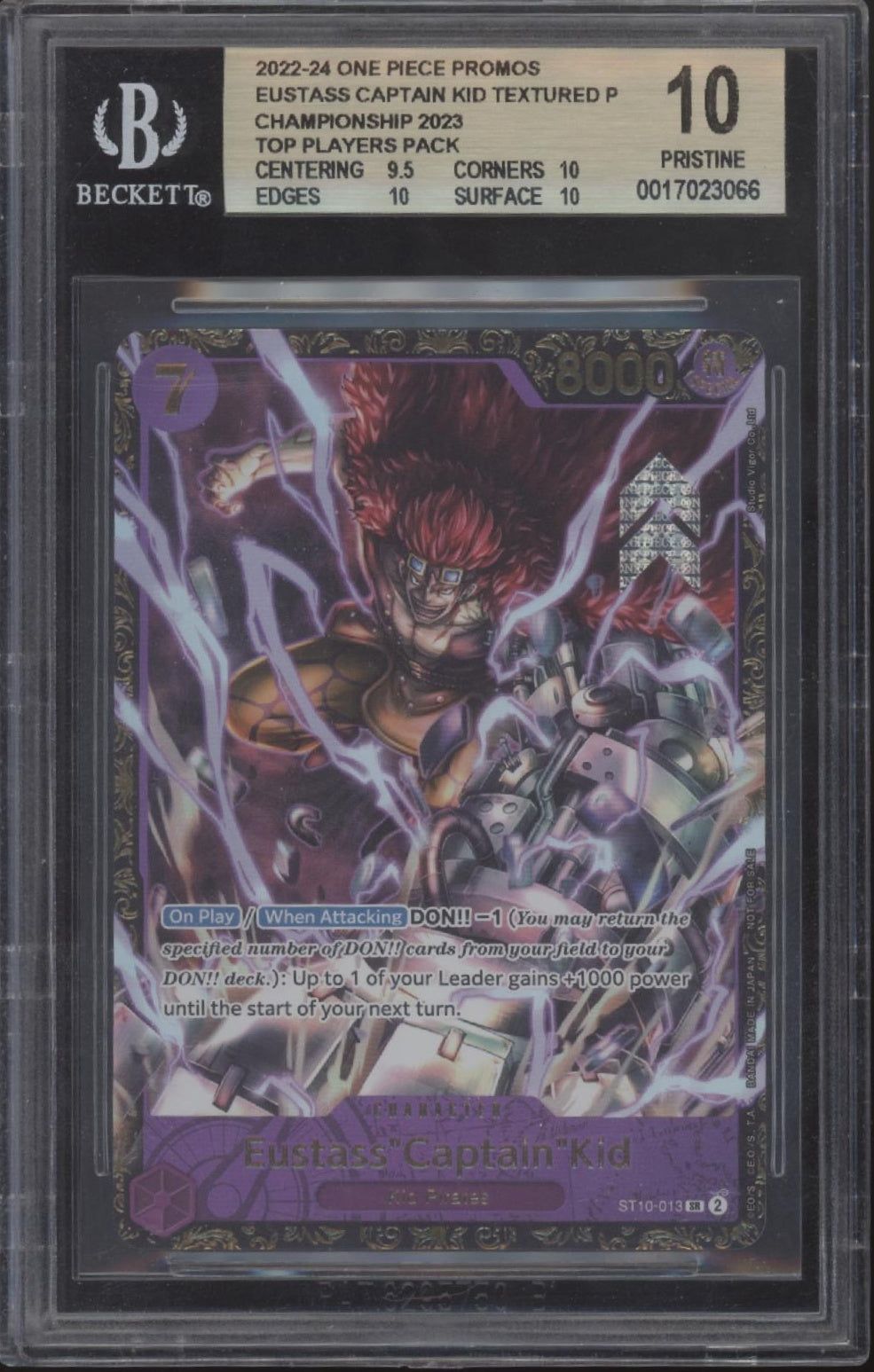 Eustass Captain Kid One Piece '23 Champ Top Players Textured Beckett 10 Pristine