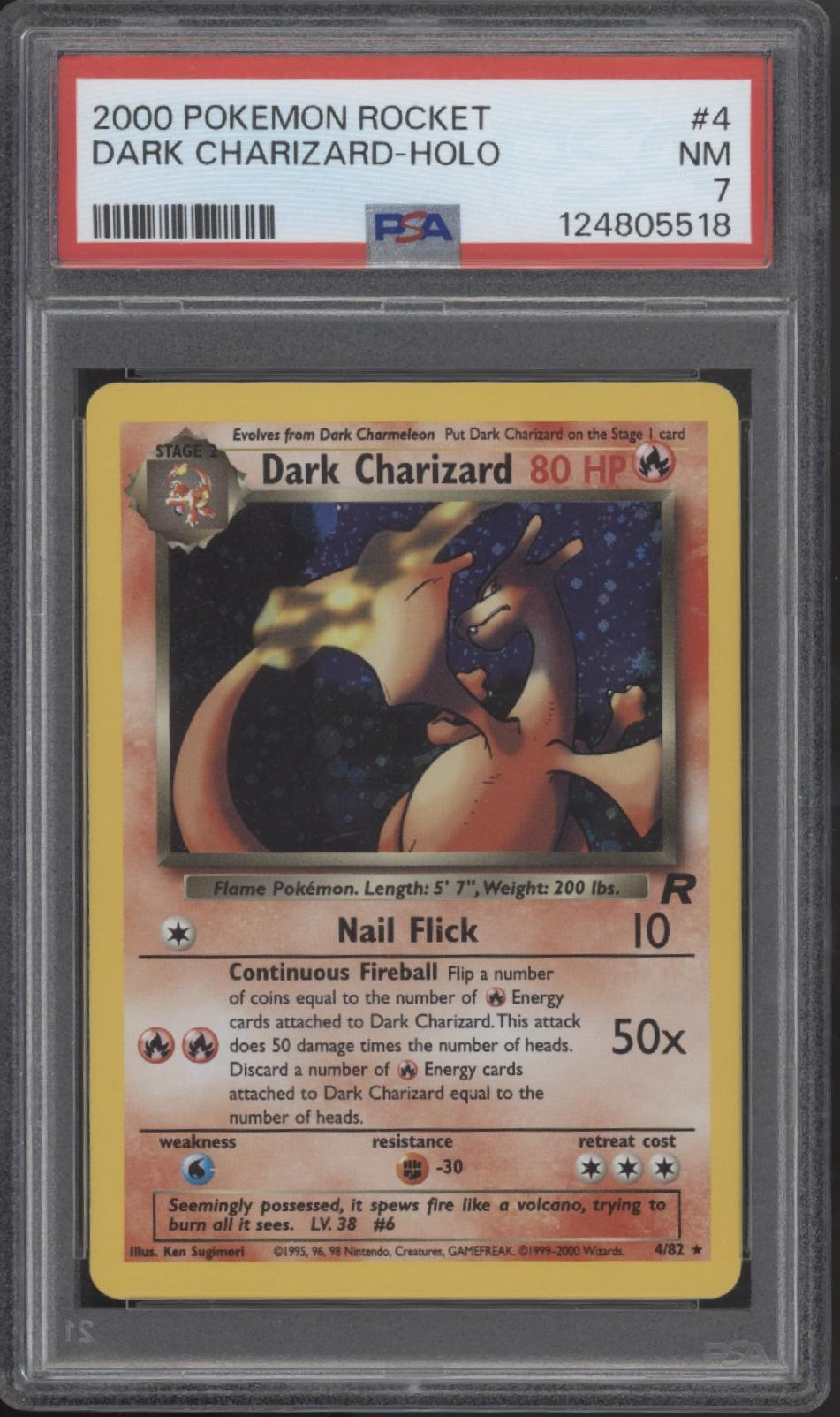 Dark Charizard Pokemon Team Rocket Holo #4 PSA 7