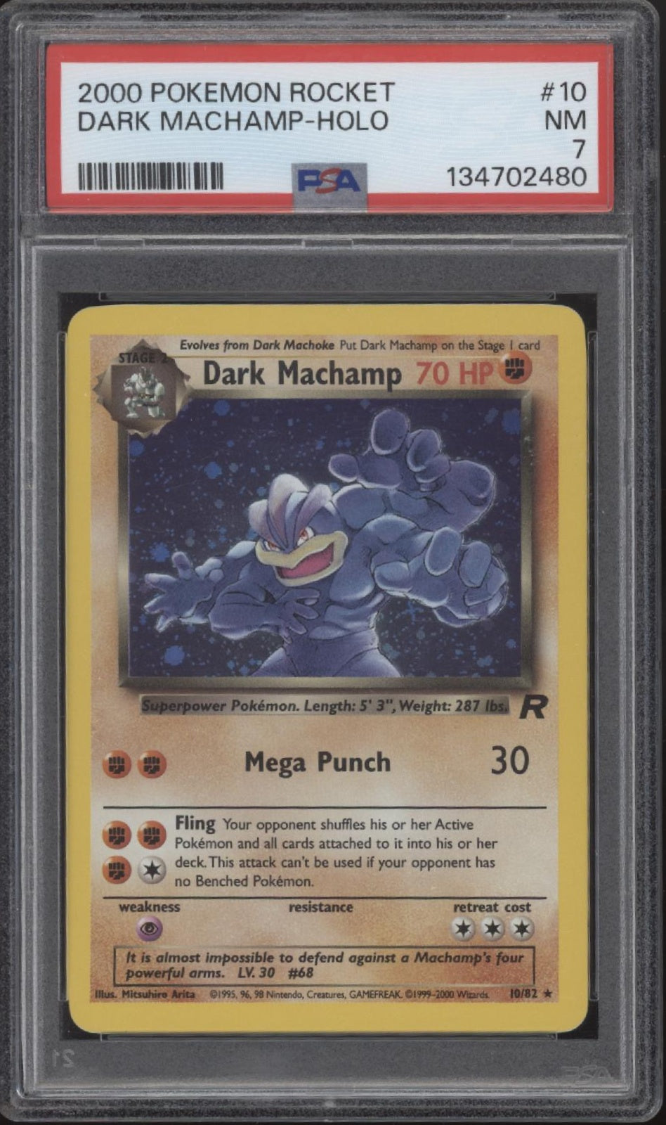 Dark Machamp Pokemon Team Rocket Holo #10 PSA 7