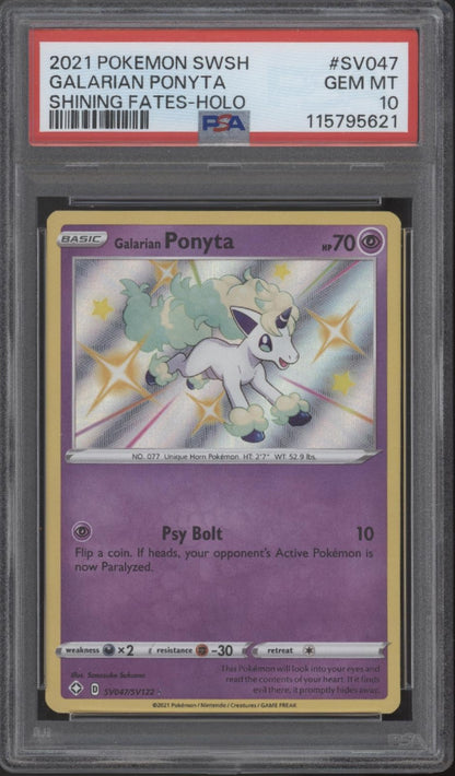 Galarian Ponyta Pokemon Shining Fates Holo #SV047 PSA 10