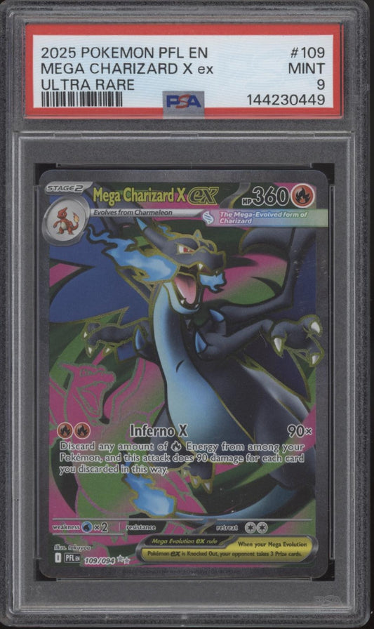 Mega Charizard X ex Pokemon Phantasmal Flames Ultra Rare #109 PSA 9