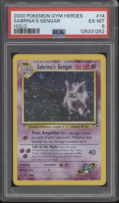 Sabrina's Gengar Pokemon Gym Heroes Holo #14 PSA 6