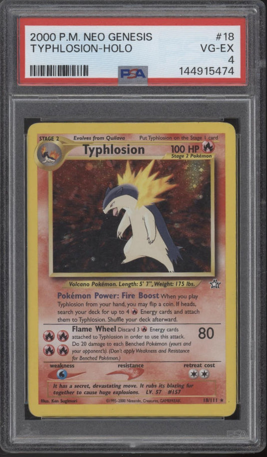 Typhlosion Pokemon Neo Genesis Holo #18 PSA 4