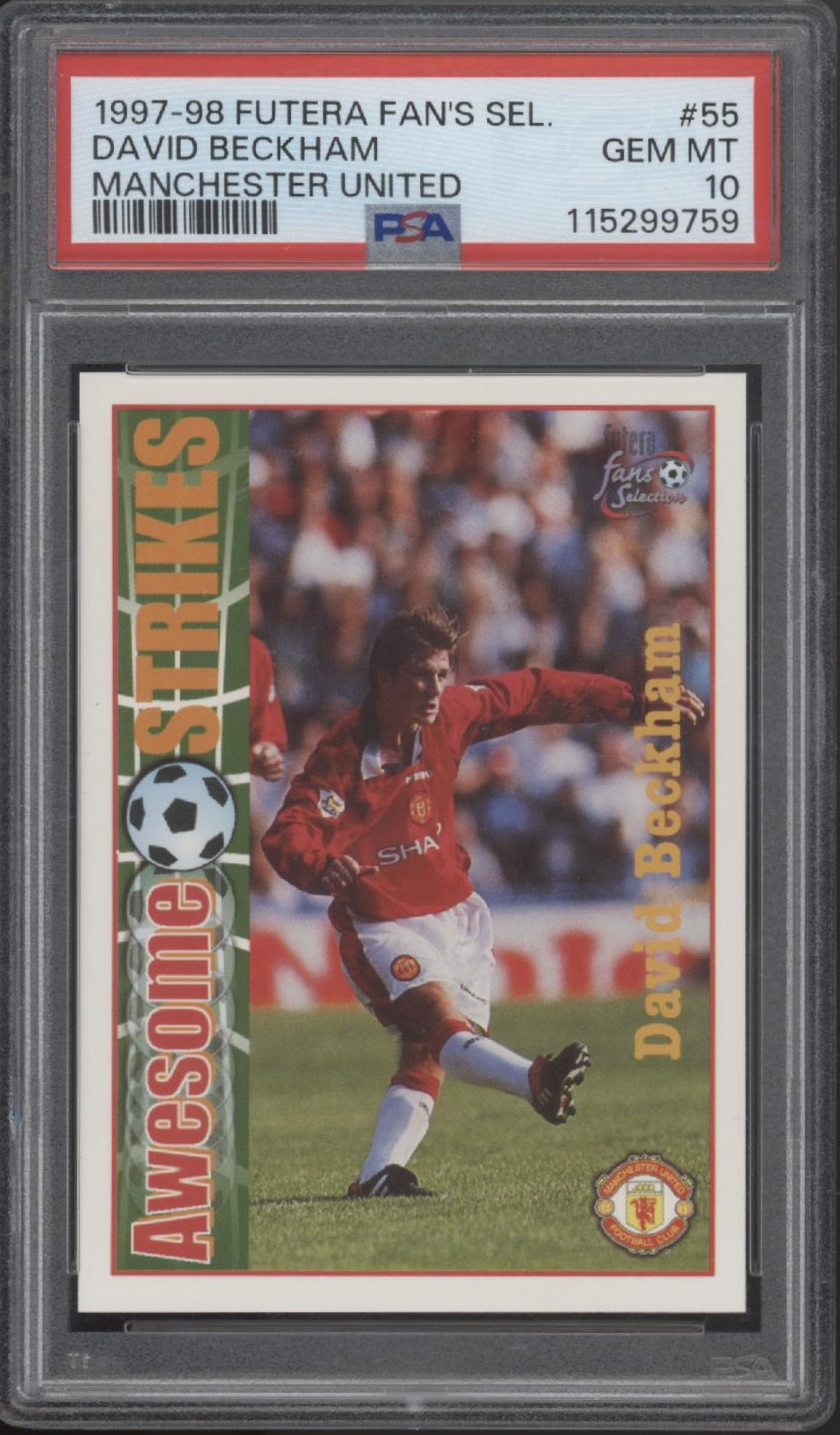 David Beckham 1997-98 Futera Fan's Selection Manchester United #55 PSA 10