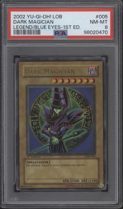 Dark Magician Yu-Gi-Oh! Legend of Blue Eyes White Dragon 1st Edition #005 PSA 8