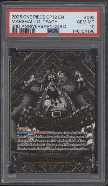 Marshall D Teach One Piece Legacy of the Master 3rd Anniversary Gold #093 PSA 10