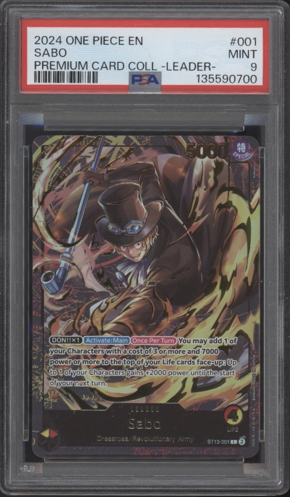 Sabo One Piece Card Game Premium Card Collection #001 PSA 9