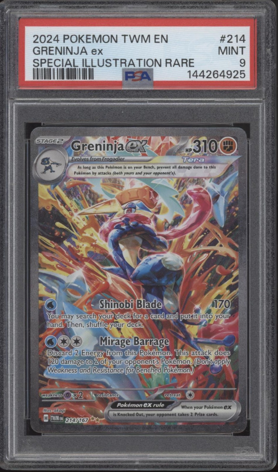 Greninja ex Pokemon Twilight Masquerade Special Illustration Rare #214 PSA 9