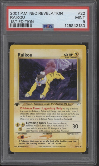 Raikou Pokemon Neo Revelation 1st Edition #22 PSA 9