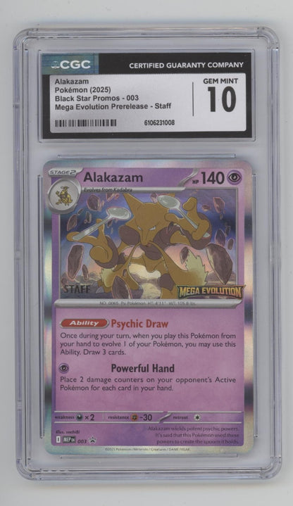 Alakazam Pokemon Mega Evolution Prerelease Staff Promo #003 CGC 10