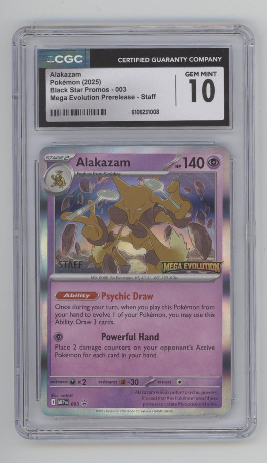 Alakazam Pokemon Mega Evolution Prerelease Staff Promo #003 CGC 10