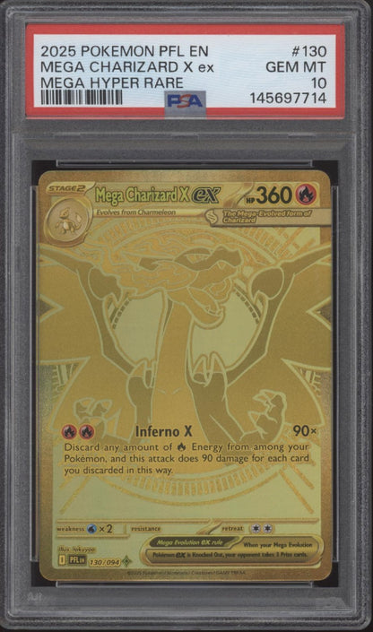 Mega Charizard X ex Pokemon Phantasmal Flames Mega Hyper Rare #130 PSA 10