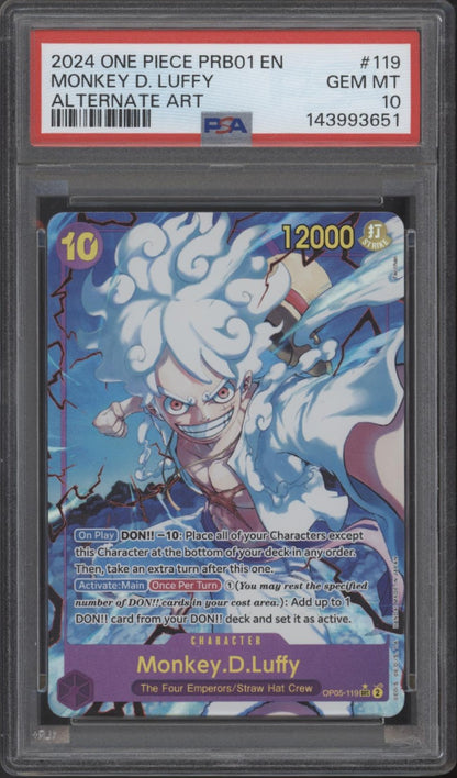 Monkey D Luffy One Piece Card Game PRB01 Alternate Art #119 PSA 10