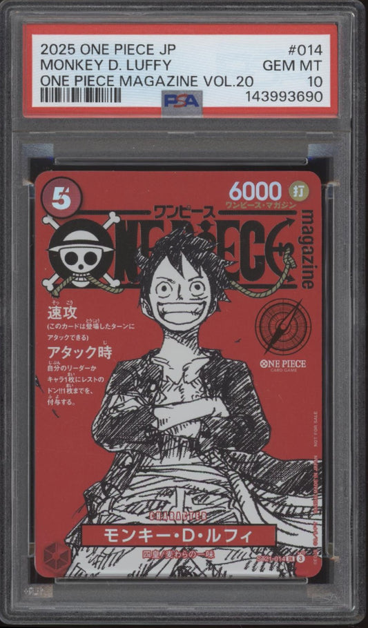 Monkey D Luffy One Piece Card Game Magazine Vol. 20 Japanese #014 PSA 10 #2