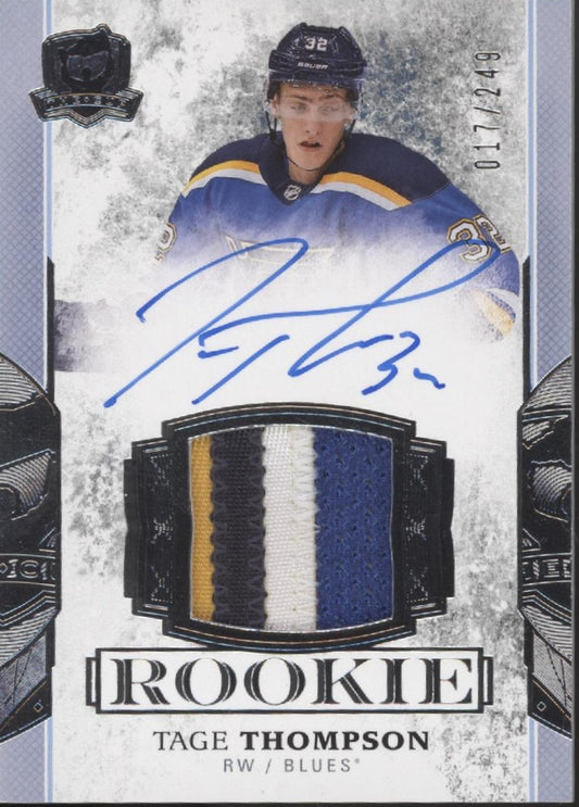 Tage Thompson 2017-18 Upper Deck The Cup Rookie Swatch Auto 017/249 #165