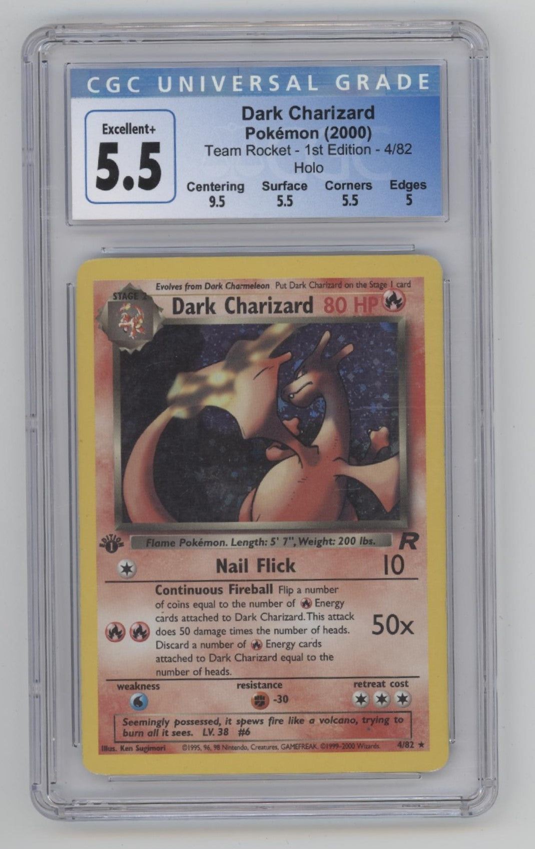 Dark Charizard Pokemon Team Rocket Holo 1st Edition #4 CGC 5.5