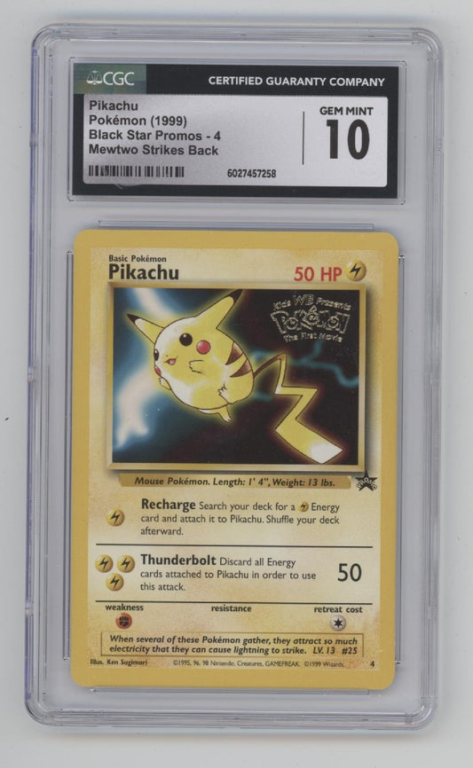 Pikachu Pokemon Mewtwo Strikes Back Black Star Promo #4 CGC 10