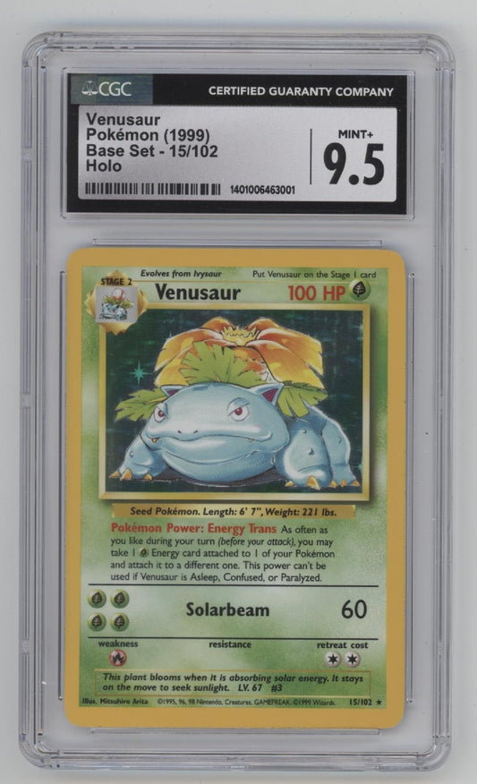 Venusaur Pokemon Base Set Holo #15 CGC 9.5