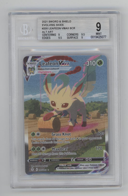 Leafeon VMAX Pokemon Evolving Skies Alternate Art #205 Beckett 9