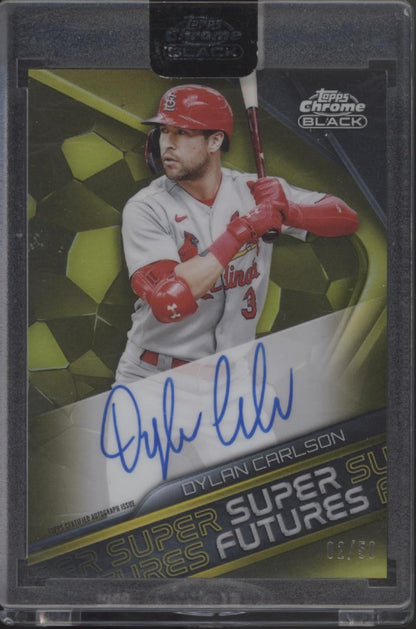 Dylan Carlson 2022 Topps Chrome Black Super Futures Gold Refractor Auto #SFA-DC