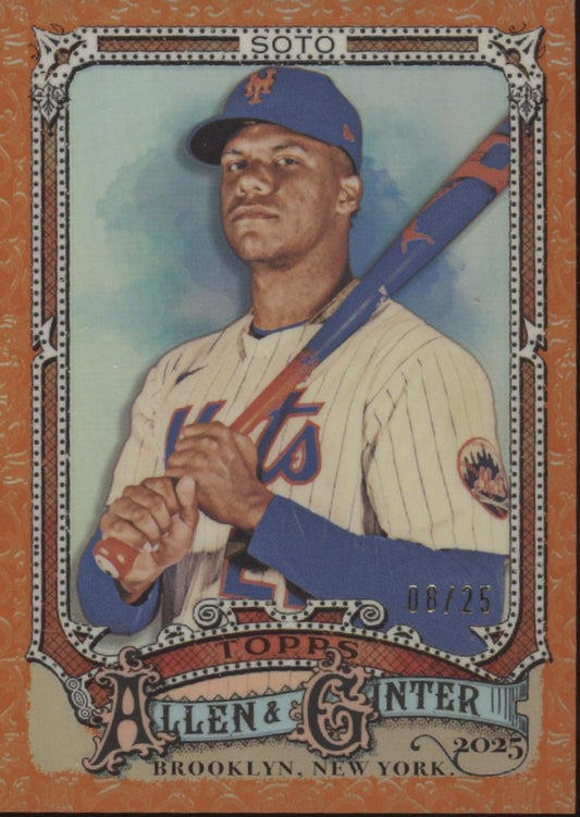 Juan Soto 2025 Topps Allen & Ginter Orange Foil Filagree Refractor 08/25 #95