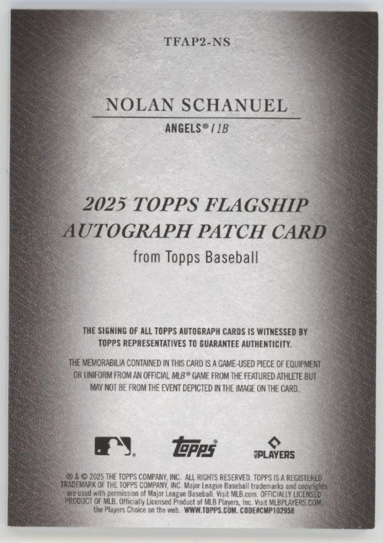 Nolan Schanuel  2025 Topps Flagship Swatch Auto #TFAP2-NS
