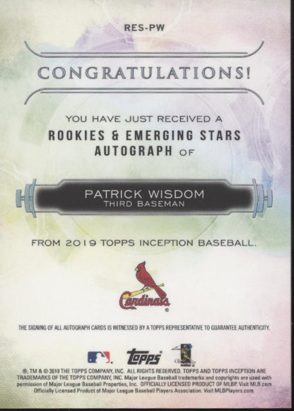 Patrick Wisdom 2019 Topps Inception Pink RC Auto 32/99 #RES-PW
