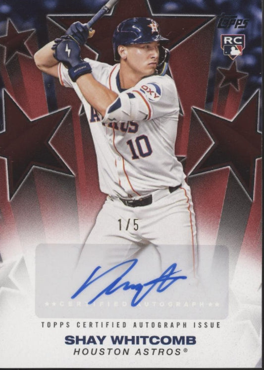 Shay Whitcomb 2025 Topps Series 2 Stars Red RC Auto 1/5 #BSA2-SW