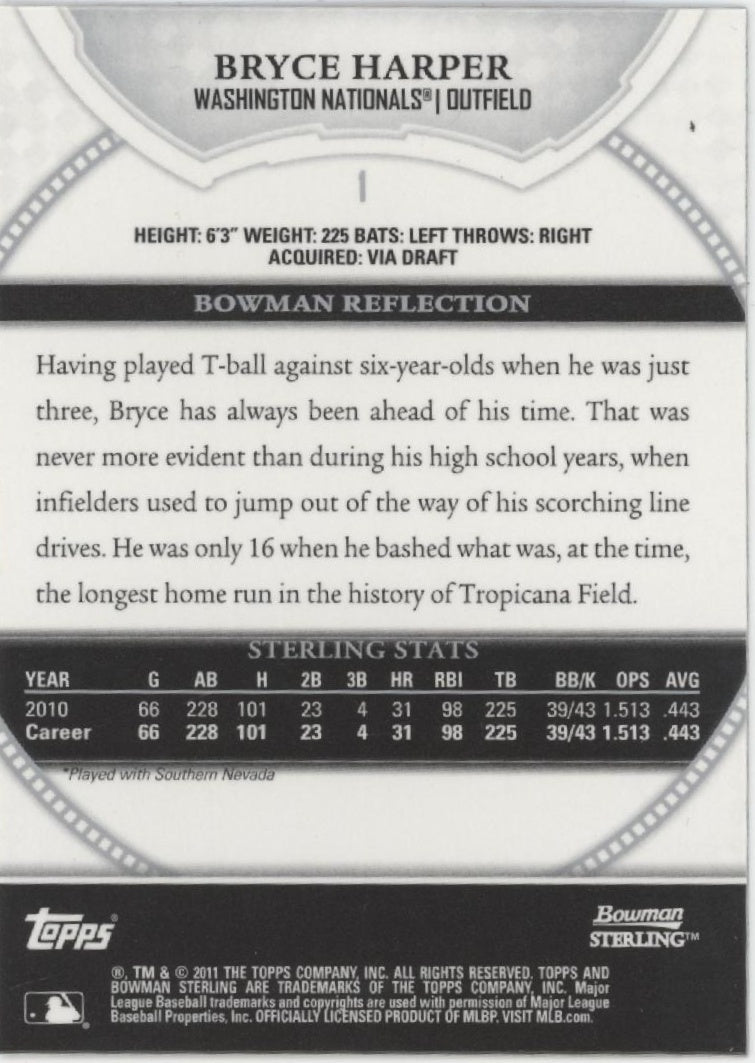 Bryce Harper 2011 Bowman Sterling #1