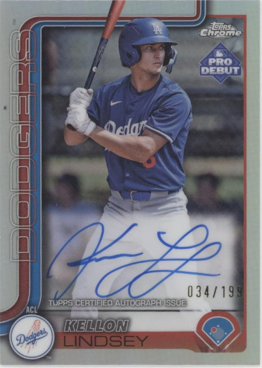 Kellon Lindsey 2025 Topps Chrome Pro Debut Refractor Auto 034/199 #PDC-99