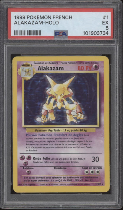 Alakazam Pokemon Base Set Holo French #1 PSA 5