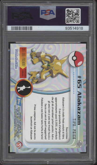 Alakazam Pokemon Topps TV Foil Italian #65 PSA 8