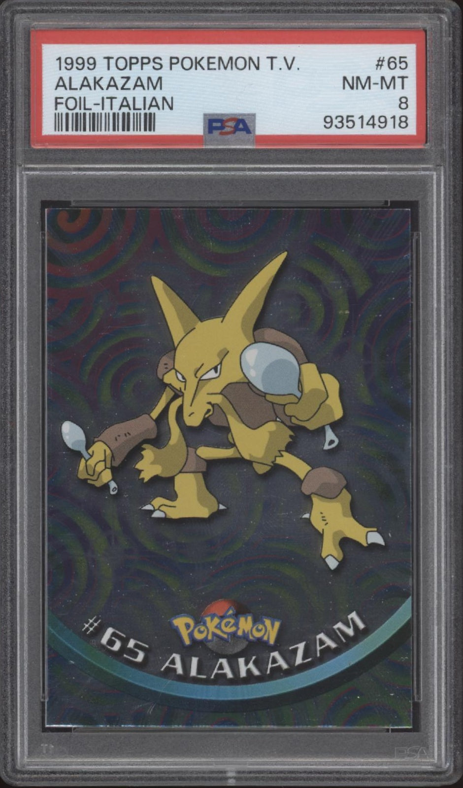 Alakazam Pokemon Topps TV Foil Italian #65 PSA 8