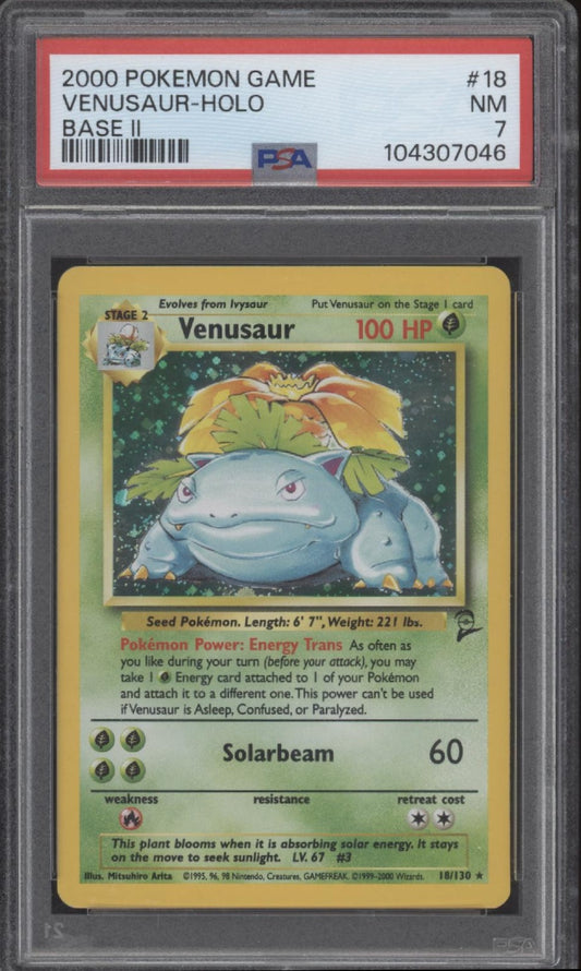 Venusaur Pokemon Base Set 2 Holo #18 PSA 7