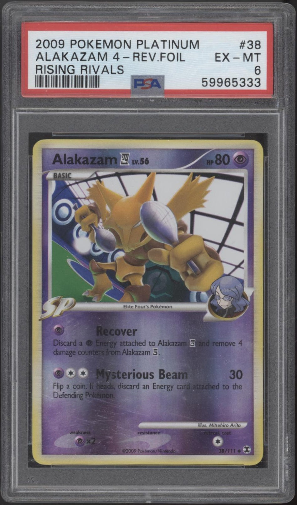 Alakazam 4 Pokemon Rising Rivals Reverse Holo #38 PSA 6
