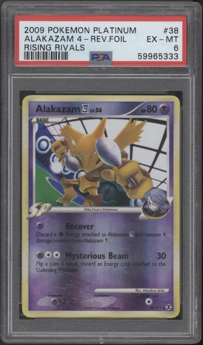 Alakazam 4 Pokemon Rising Rivals Reverse Holo #38 PSA 6