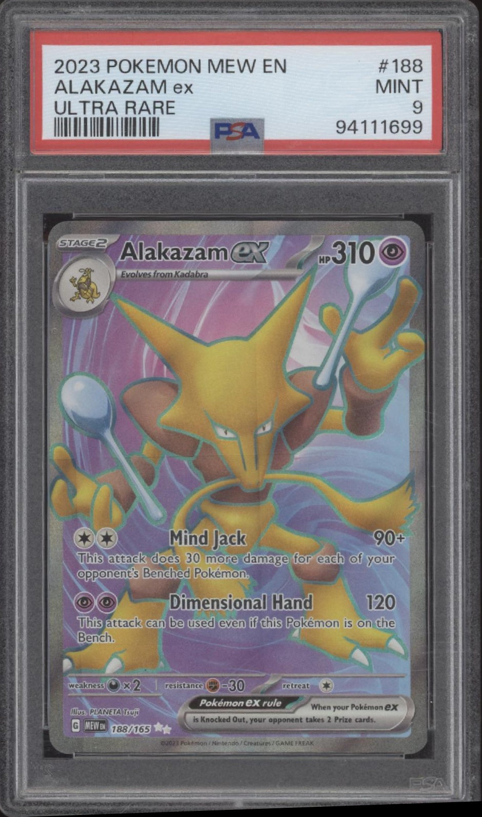 Alakazam ex Pokemon 151 Ultra Rare #188 PSA 9