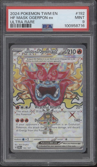 Heartflame Mask Ogerpon ex Pokemon Twilight Masquerade Ultra Rare #192 PSA 9