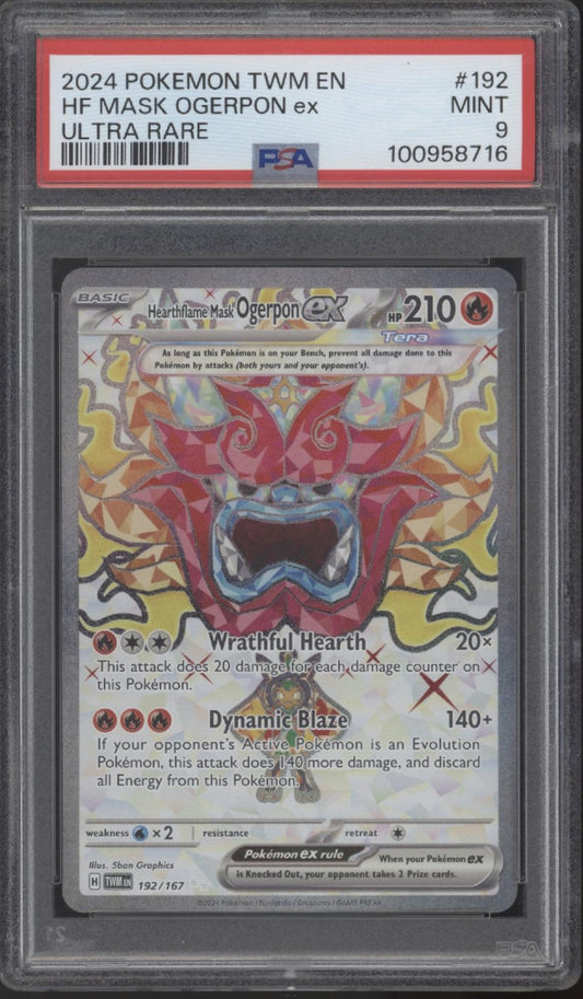 Heartflame Mask Ogerpon ex Pokemon Twilight Masquerade Ultra Rare #192 PSA 9