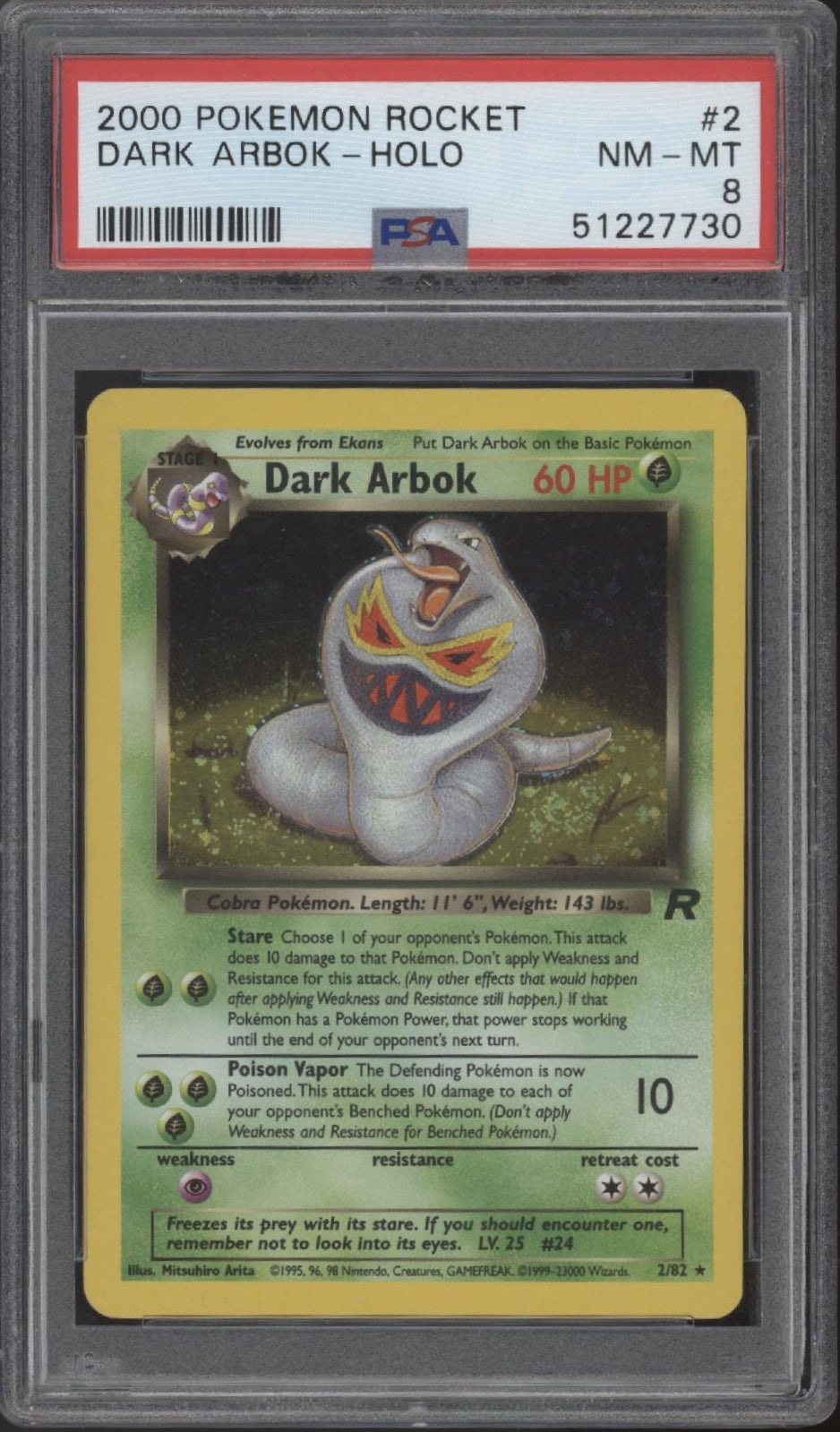Dark Arbok Pokemon Team Rocket Holo #2 PSA 8