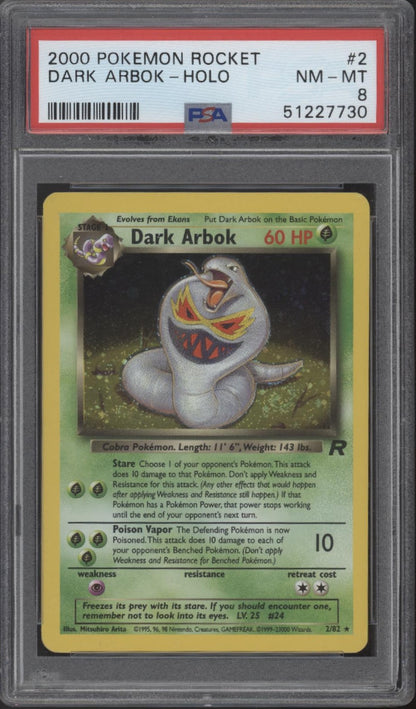Dark Arbok Pokemon Team Rocket Holo #2 PSA 8