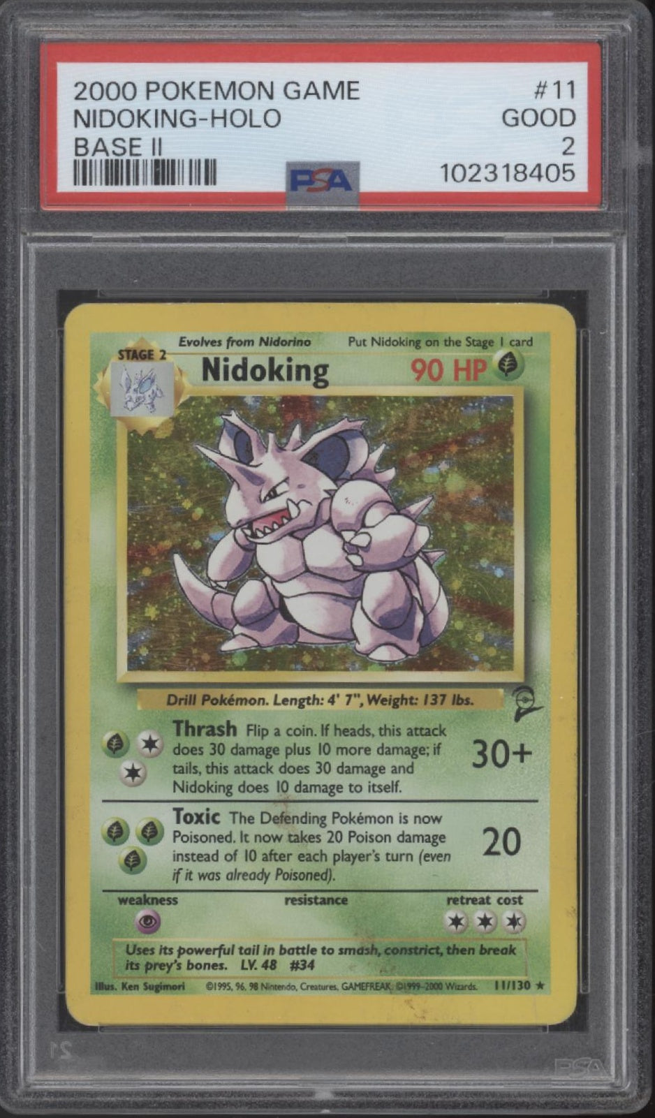 Nidoking Pokemon Base Set 2 Holo #11 PSA 2