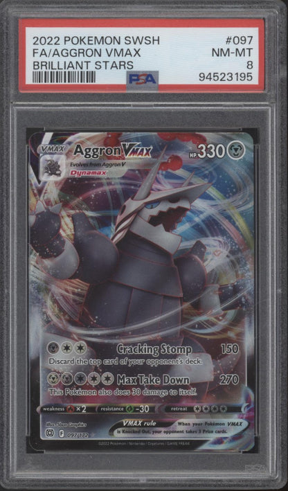 Aggron VMAX Pokemon Brilliant Stars Full Art #097 PSA 8