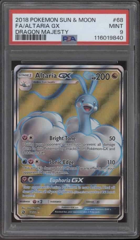 Altaria GX Pokemon Dragon Majesty Full Art #68 PSA 9