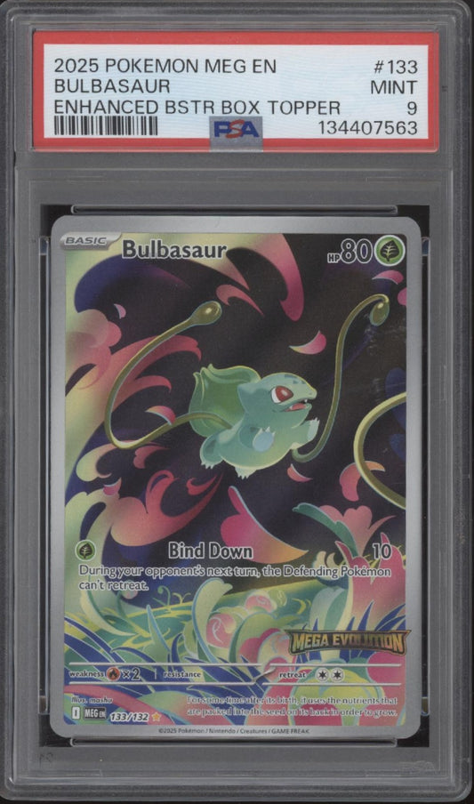 Bulbasaur Pokemon Mega Evolution Enhanced Booster Box Topper #133 PSA 9 #2