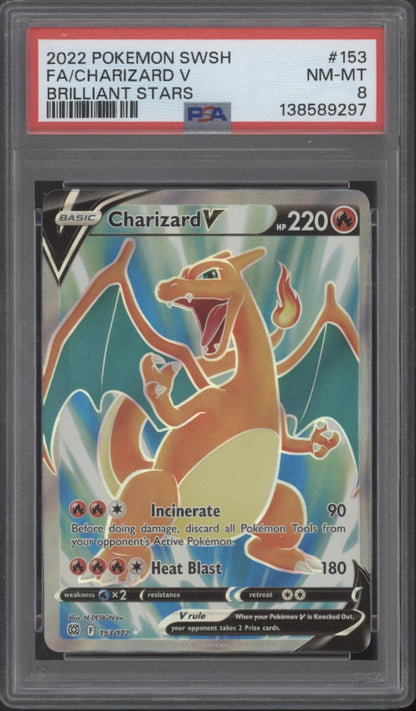 Charizard V Pokemon Brilliant Stars Full Art #153 PSA 8 #2