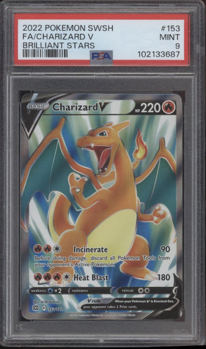 Charizard V Pokemon Brilliant Stars Full Art #153 PSA 9